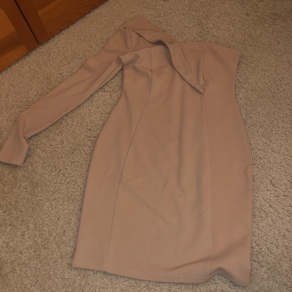 ASOS one sleeved bodycon nude dress